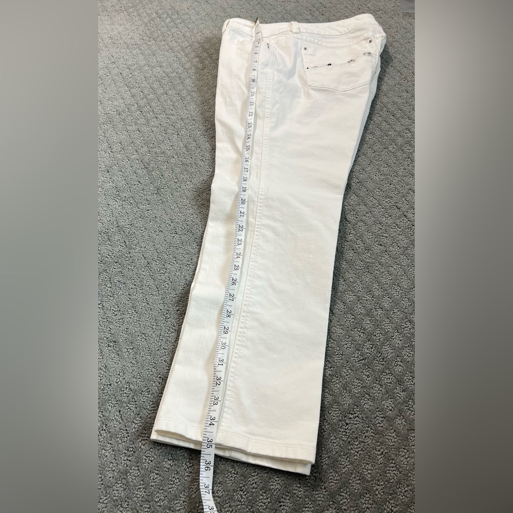 White House Black Market white jeans with jewel stone adorned back pockets - Picture 8 of 9